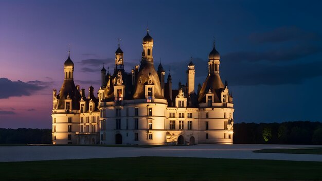 Photo sérénade du crépuscule au château de chambord photo réelle pour le thème de la révision juridique