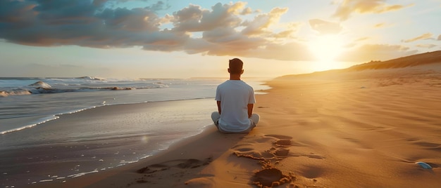 La sérénade de la solitude Moments de réflexion au bord de la mer Concept de la sérénaide de la solité Moments de reflets de la mer