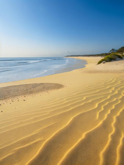 Photo a serene and inviting scene of a sandy sea beach with soft golden sand gentle waves