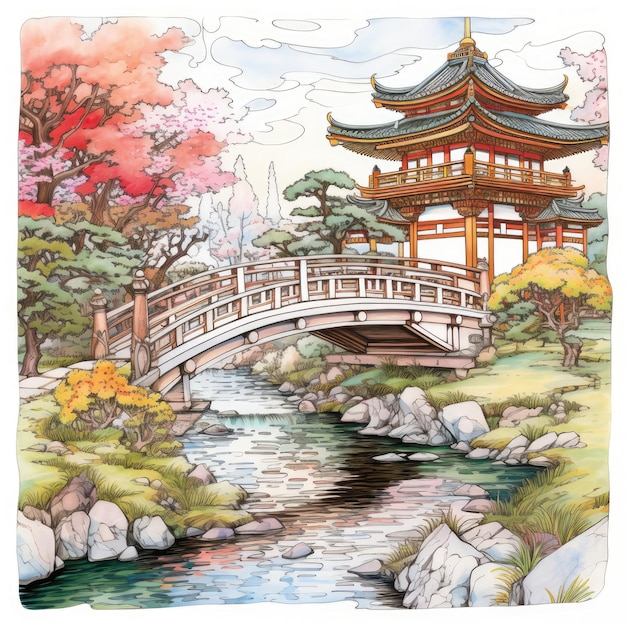 Serene Beauty dévoile des jardins japonais dans un livre de coloriage multicolore