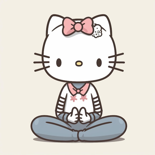 Serene Serenity Une délicieuse Hello Kitty Embrassant le Zen par le Yoga dans Vector Bliss