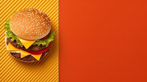 Serene Top View Fast Food Burger Rehaussant l'expérience du burger classique avec des ingrédients de première qualité