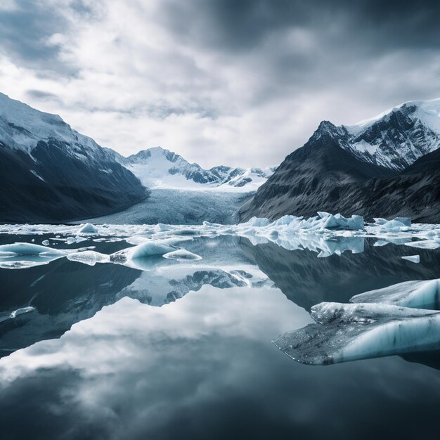 Photo serenité de l'après-midi vues minimalistes sur le glacier