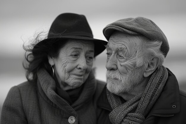 Photo la sérénité au bord de la mer un moment pour les couples âgés