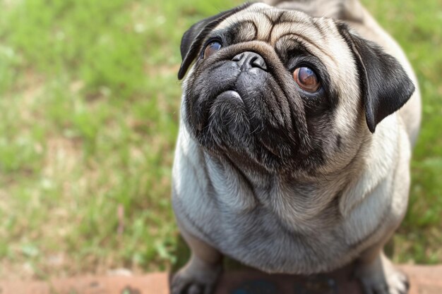 Serenité canine senior Photo de qualité d'un pug âgé à l'extérieur