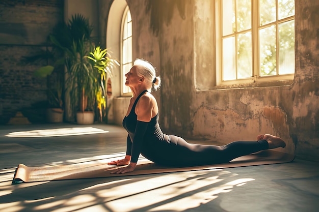 La sérénité du yoga éclairé par le soleil dans un loft urbain