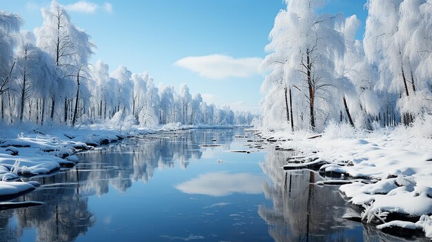 La sérénité hivernale La glace lisse sur le paysage