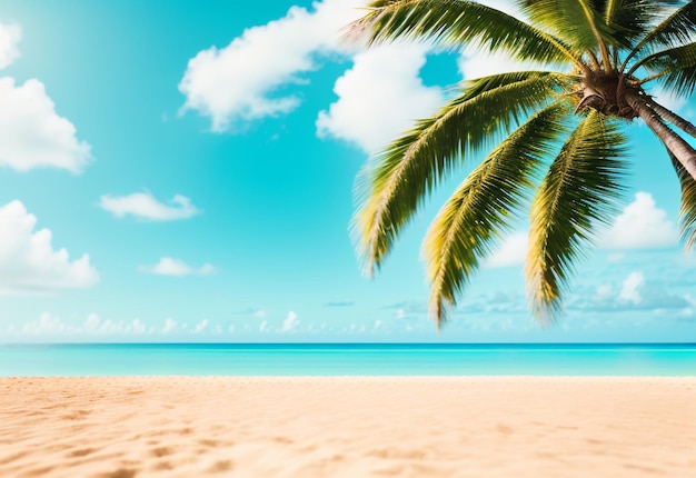 Sérénité tropicale abstrait défocalisé fond d'une plage d'été avec océan turquoise de sable doré