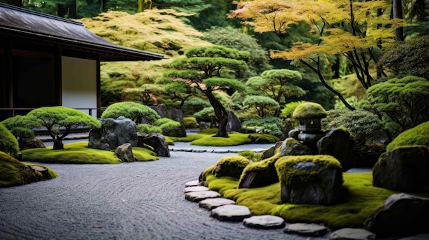 Sérénité trouvée dans un jardin zen avec un bonsaï