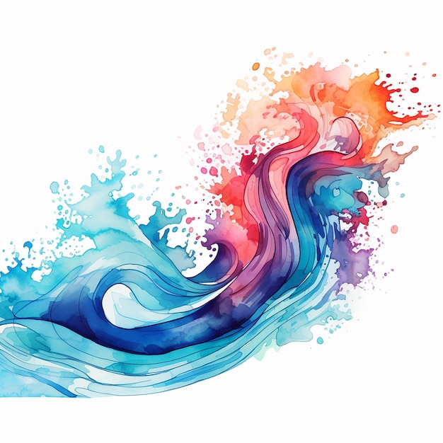 Sérénité des vagues aquarelle