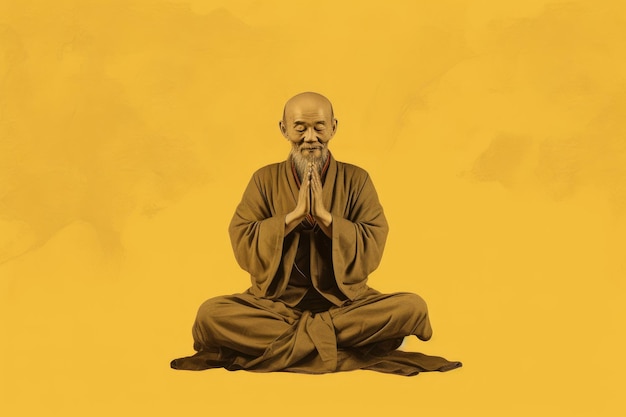 La sérénité zen Un ancien sage chinois en méditation