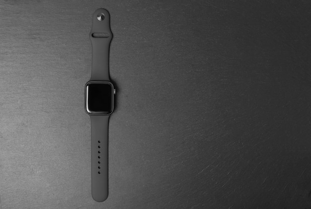 Photo série apple watch sur fond gris nouvelles montres intelligentes de la société apple close up