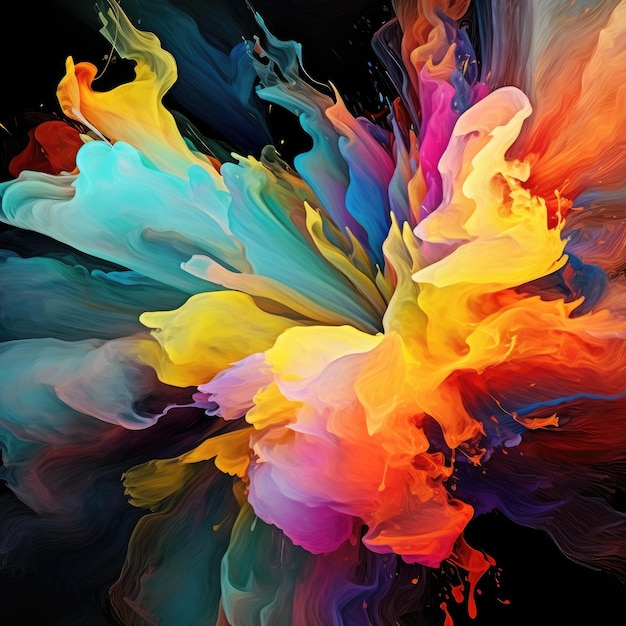 Série Color Splash Conception d'arrière-plan de peinture fractale et de texture riche AI générative