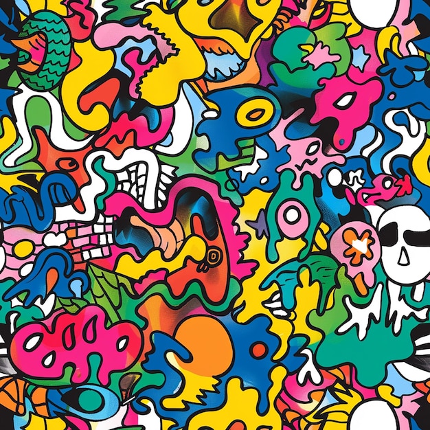une série colorée de personnages de dessins animés dont l'un des personnages