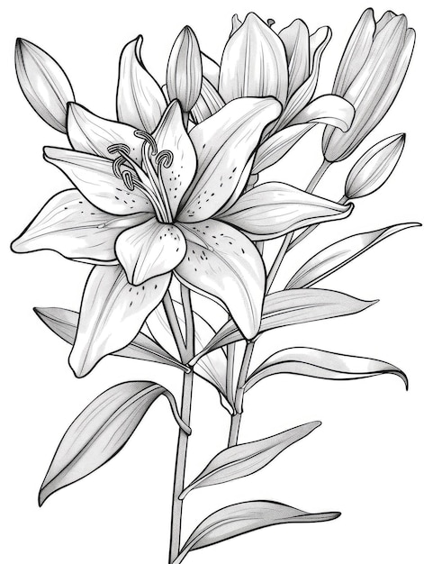 Série de fleurs de lilas de Pâques bouquet page de livre à colorier ligne noire propre art fond blanc massif a