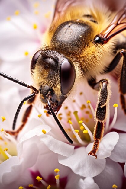 Une série de gros plans de différents insectes de printemps comme les abeilles et les papillons