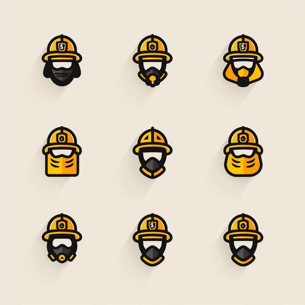 Photo une série d'images de chapeaux et de têtes de pompiers