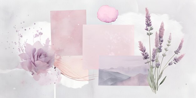 Photo une série d'images avec des fleurs roses et blanches ouverture lettre art cahier journal cahier c