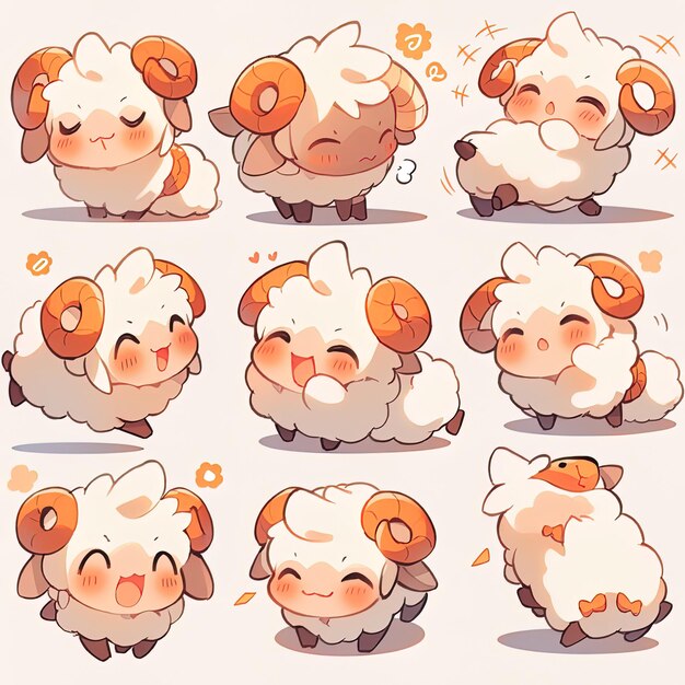 Photo une série d'images de moutons avec des expressions différentes