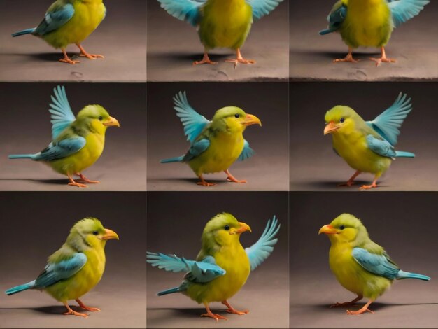 Photo une série d'images d'oiseaux et un oiseau avec une calculatrice en bas