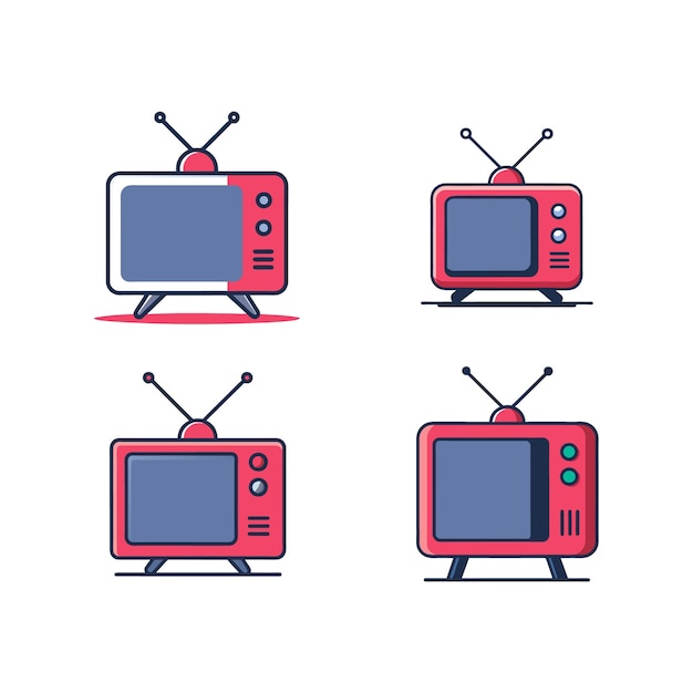 une série d'images d'un téléviseur rouge avec les mots le mot en bas