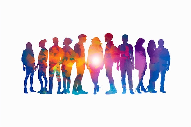 une série de personnes avec des couleurs différentes et leurs visages