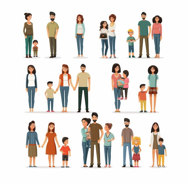 une série de personnes de la famille et l'un d'eux tient un enfant