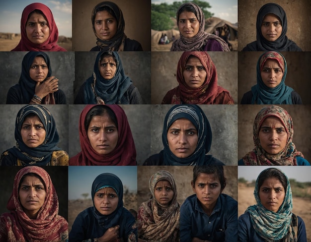 Photo une série de photos de femmes avec des visages différents