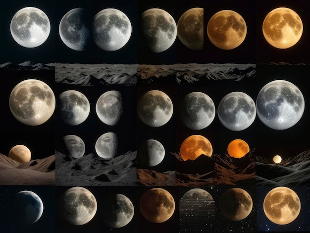Photo une série de photos de la lune avec différentes phases de la lone