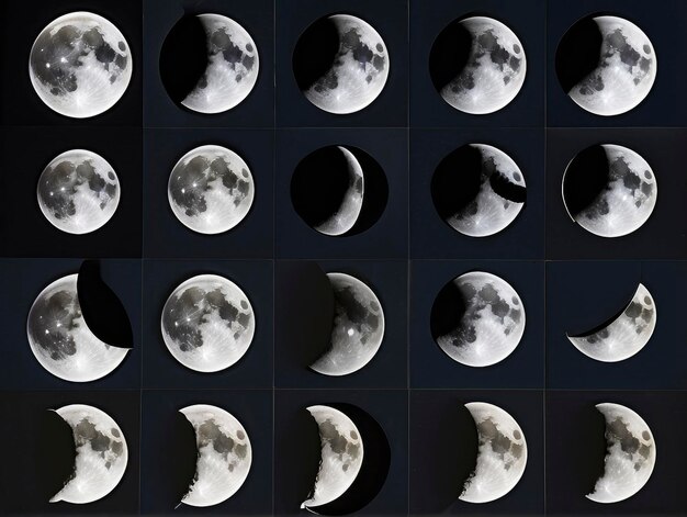 une série de photos de la lune avec différentes phases de la lune