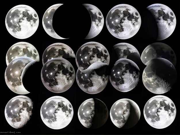 une série de photos de la lune avec différentes phases de la lune