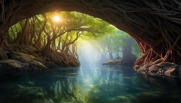 une série de photos montrant l'écosystème complexe d'une forêt de mangroves