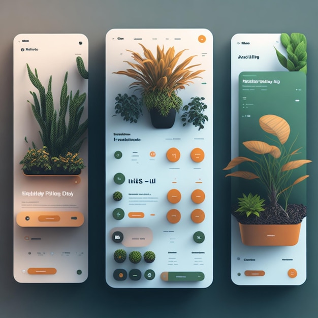 Une série de plantes avec des plantes sur elles applications mobiles