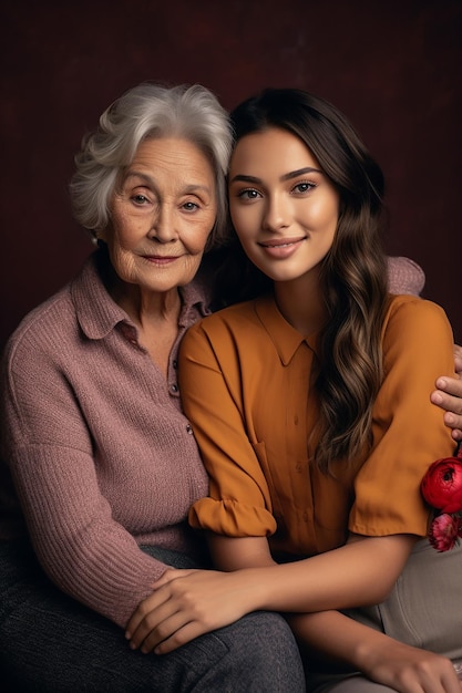 Photo une série de portraits de femmes de différentes générations d'une famille