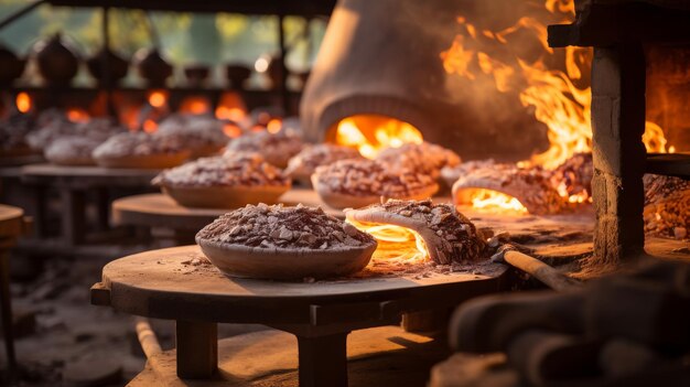 Une série de tartes variées exposées sur une table en bois