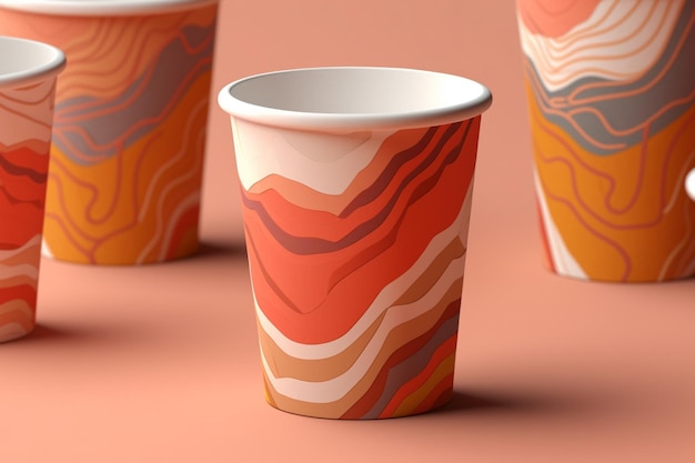 une série de tasses colorées avec différentes couleurs et formes.