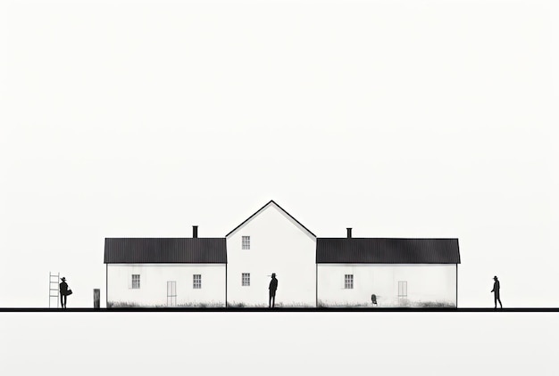 une série de trois lignes dessinant une maison avec un toit dans le style d'objets minimalistes