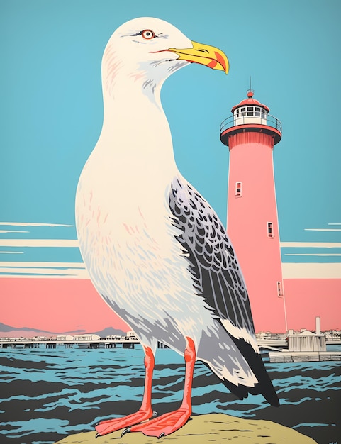 Sérigraphie d'une mouette