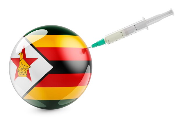 Seringue avec drapeau zimbabwéen Vaccination au Zimbabwe concept rendu 3D