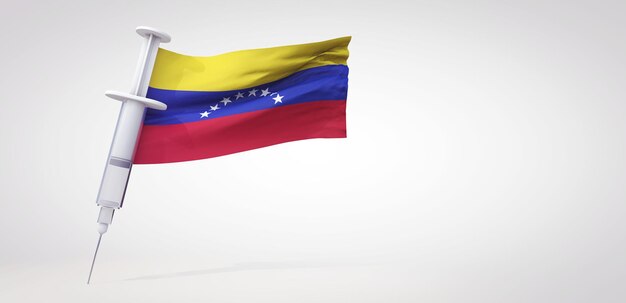 Seringue de vaccination vaccinale avec rendu du drapeau du venezuela d