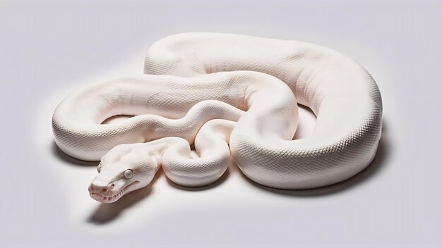 Photo serpent albinos python birman isolé sur fond blanc