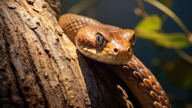 Serpent d'arbre brun grimpant