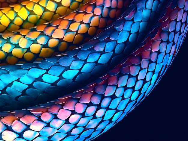 Un serpent coloré avec un fond bleu