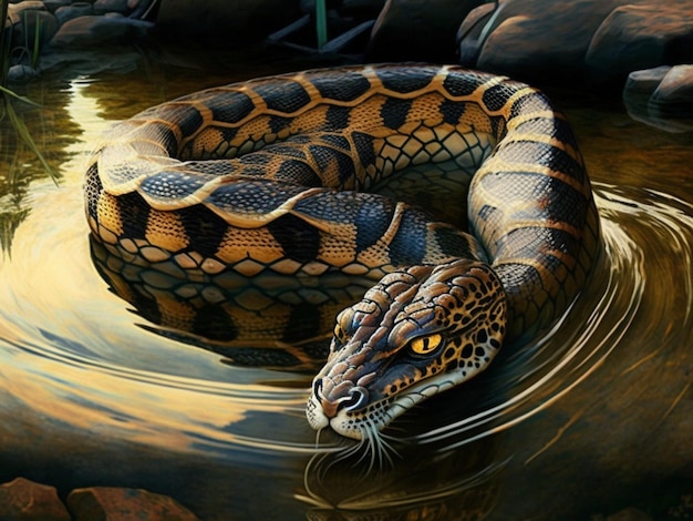 Un serpent dans l'eau par personne