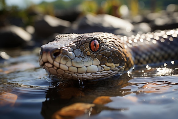 Serpent dans l'eau de la rivière