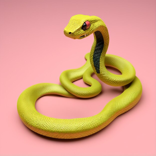 Photo un serpent drôle de dessin animé en 3d