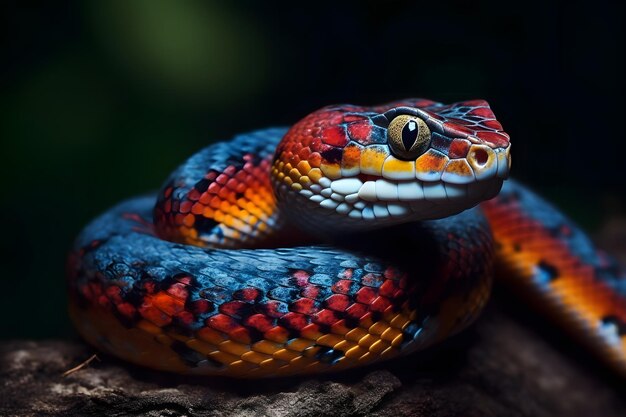 serpent sur un fond noir IA générative