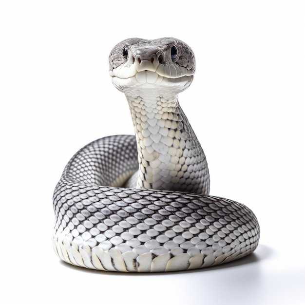 Un serpent gris et blanc sur un fond blanc une photo époustouflante dans le style de Mark Seliger