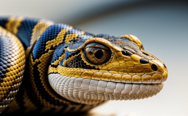 Serpent jaune et noir à bobine gracieuse avec motifs en diamant