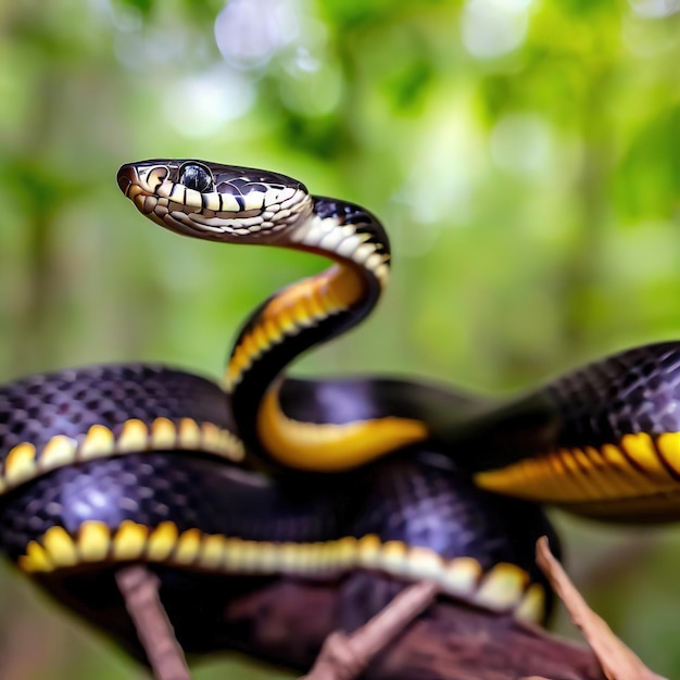 Le serpent de la mangrove montre de près ses mouvements gracieux et agiles